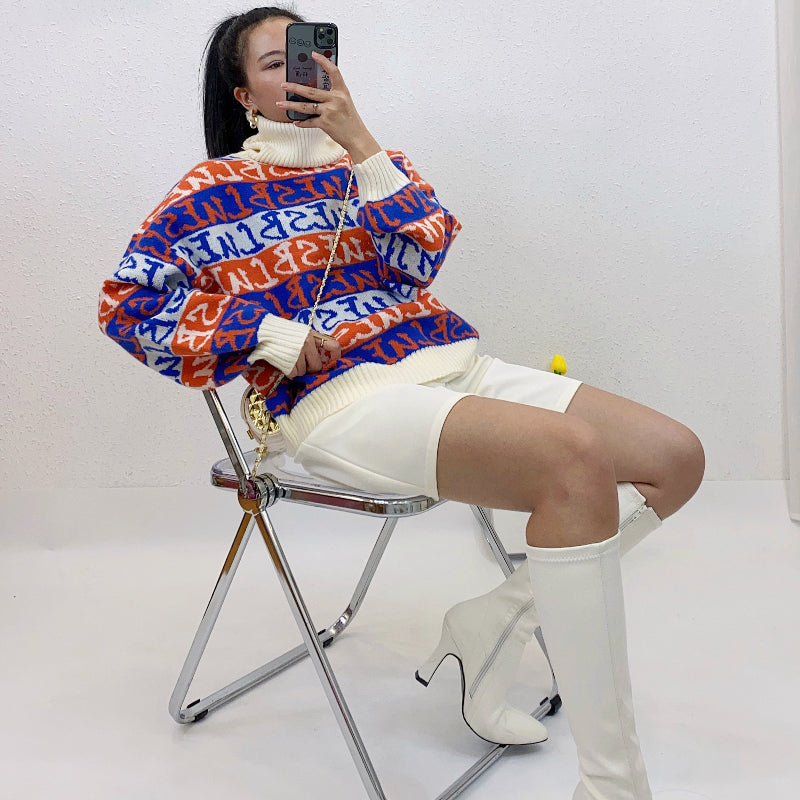 ULOVED New colorful jacquard pullover sweater for autumn and winter