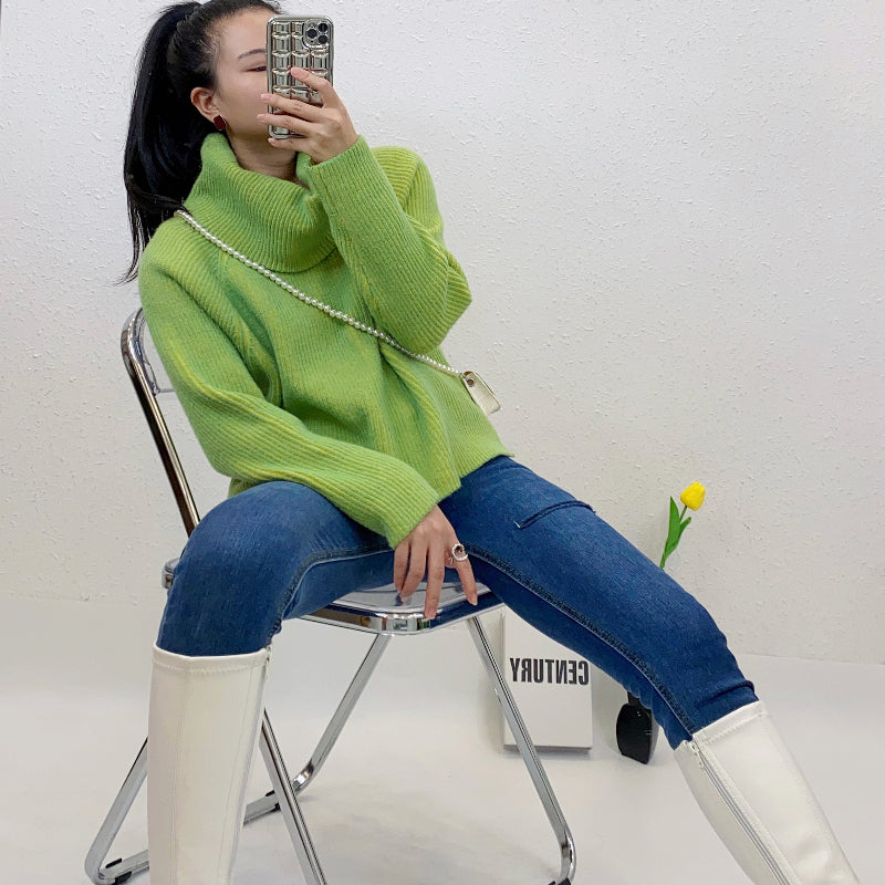 ULOVED Autumn and winter turtleneck women's thickened pullover loose fashion knitwear