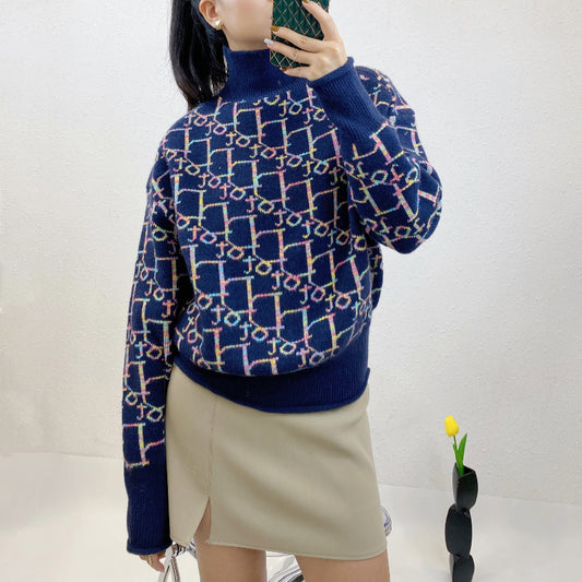 ULOVED Turtleneck jacquard sweater women's new pullover sweater for autumn and winter