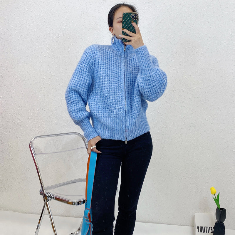 ULOVED Autumn winter new fashion design  zipper women cardigan casual sweater