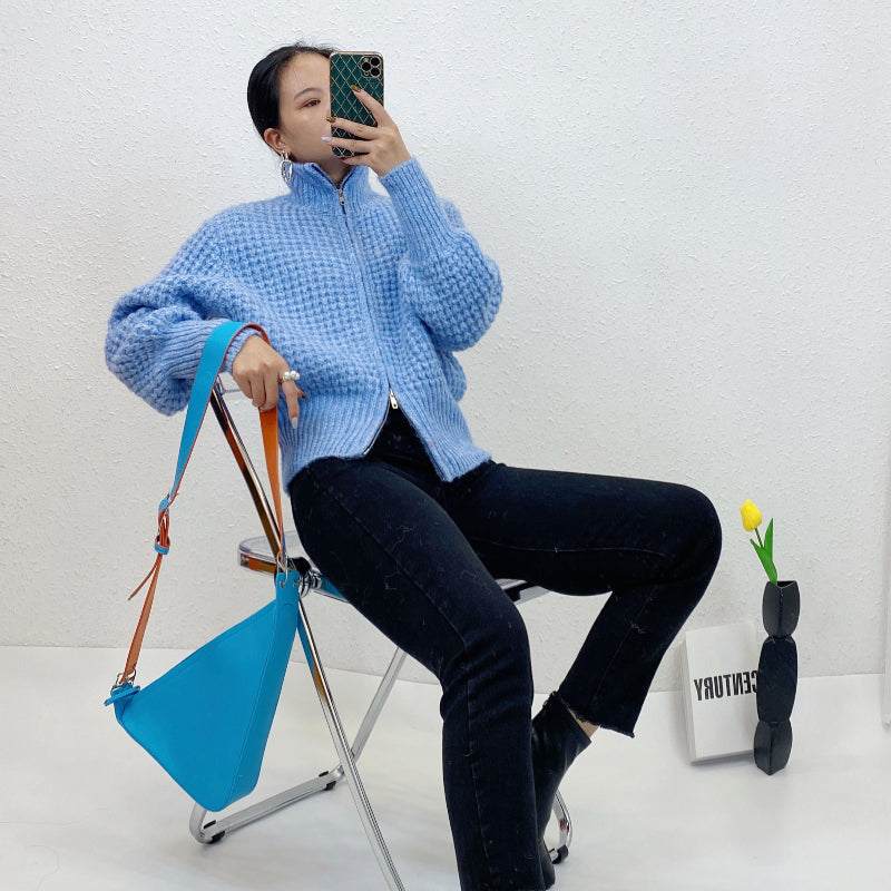 ULOVED Autumn winter new fashion design  zipper women cardigan casual sweater