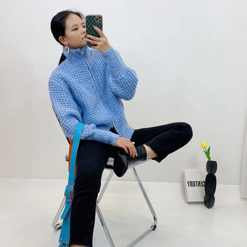 ULOVED Autumn winter new fashion design  zipper women cardigan casual sweater