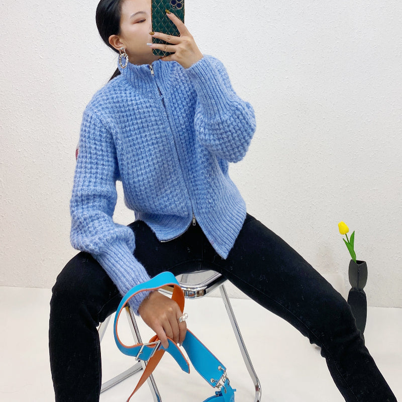 ULOVED Autumn winter new fashion design  zipper women cardigan casual sweater