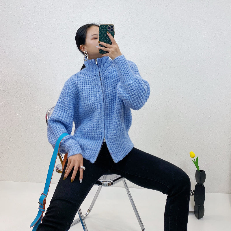 ULOVED Autumn winter new fashion design  zipper women cardigan casual sweater