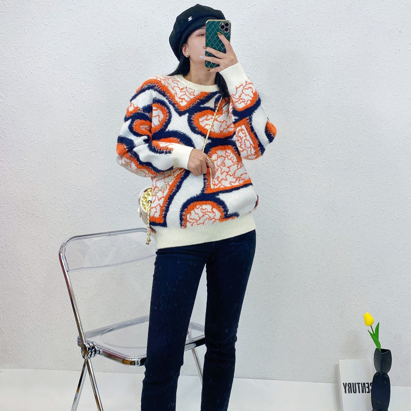 ULOVED Love sweater women's autumn/winter vintage design versatile knitted casual pullover top