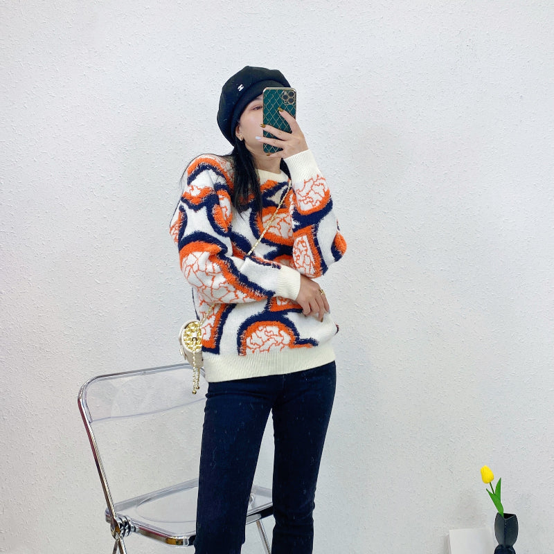 ULOVED Love sweater women's autumn/winter vintage design versatile knitted casual pullover top