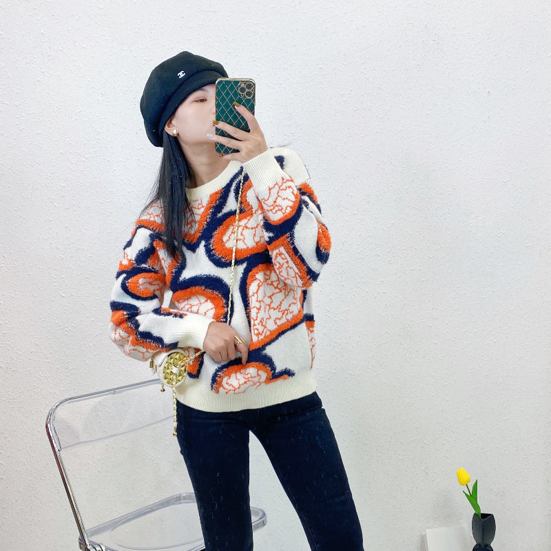 ULOVED Love sweater women's autumn/winter vintage design versatile knitted casual pullover top