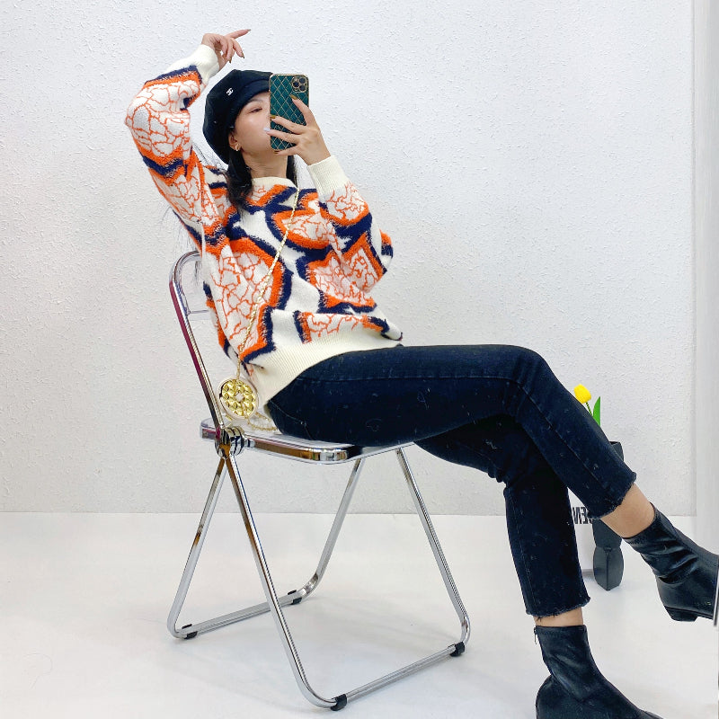 ULOVED Love sweater women's autumn/winter vintage design versatile knitted casual pullover top