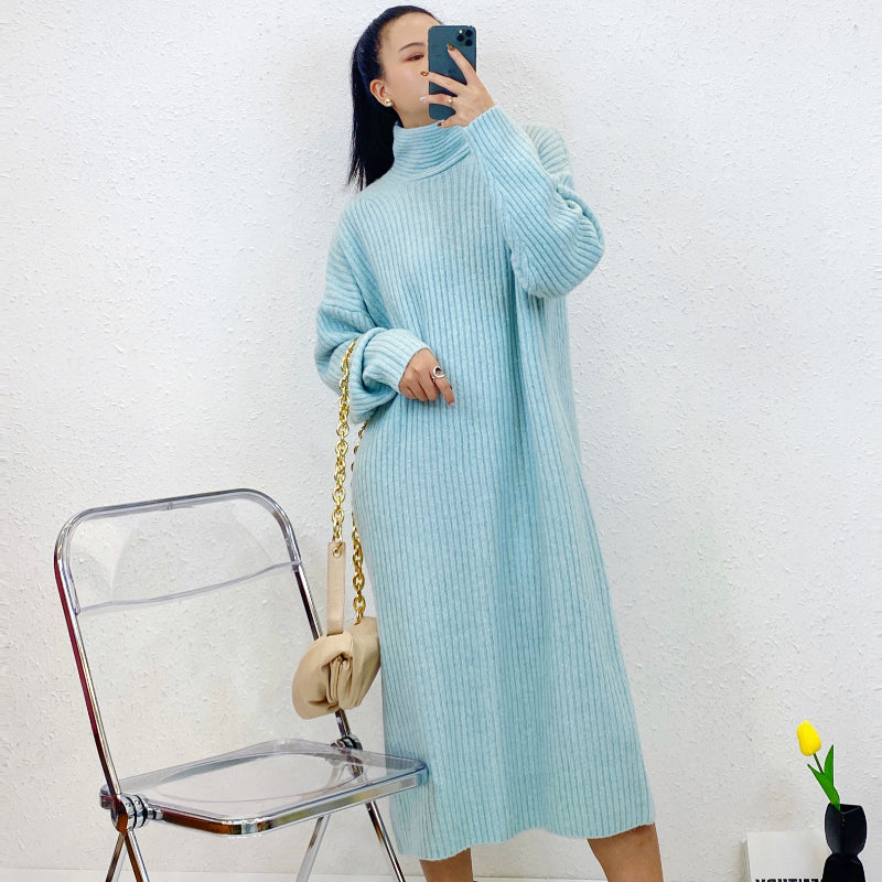 ULOVED Autumn and winter thickened loose knitted sweater with coat leggings over the knee long skirt
