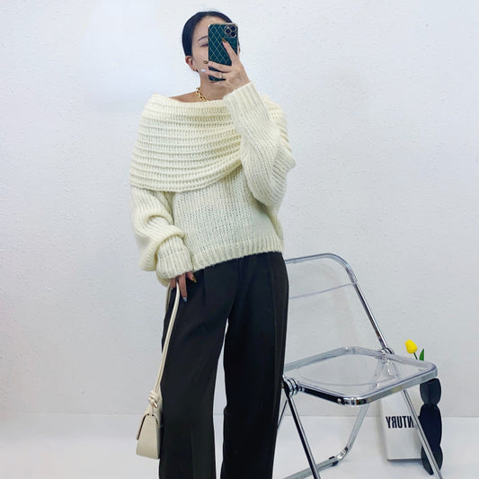 ULOVED 2023 autumn and winter new line shoulder knitted sweater