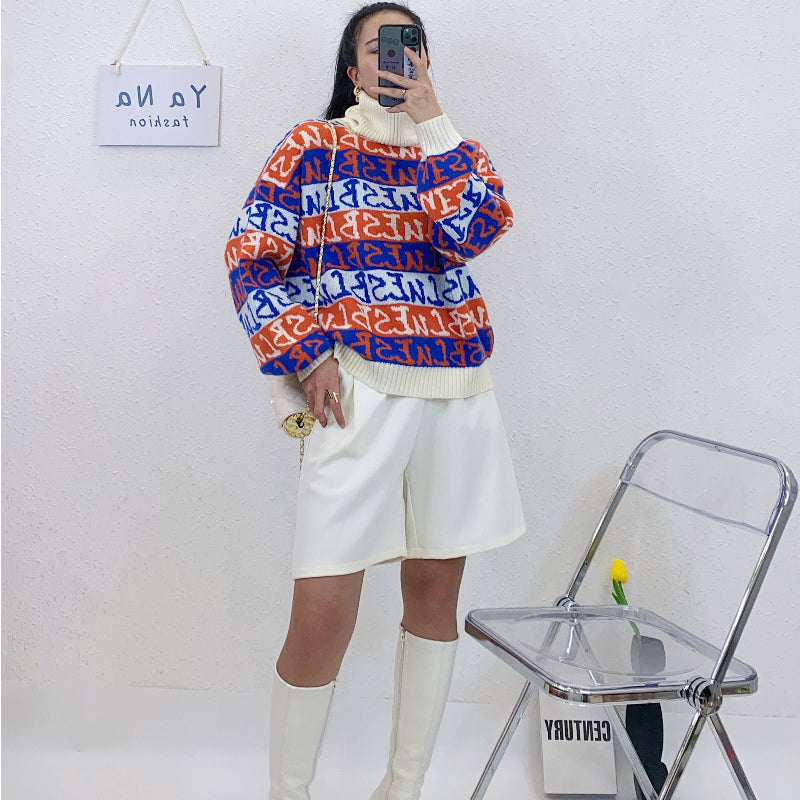 ULOVED New colorful jacquard pullover sweater for autumn and winter