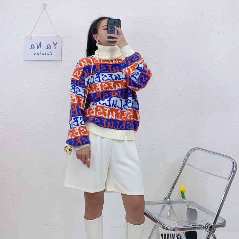 ULOVED New colorful jacquard pullover sweater for autumn and winter