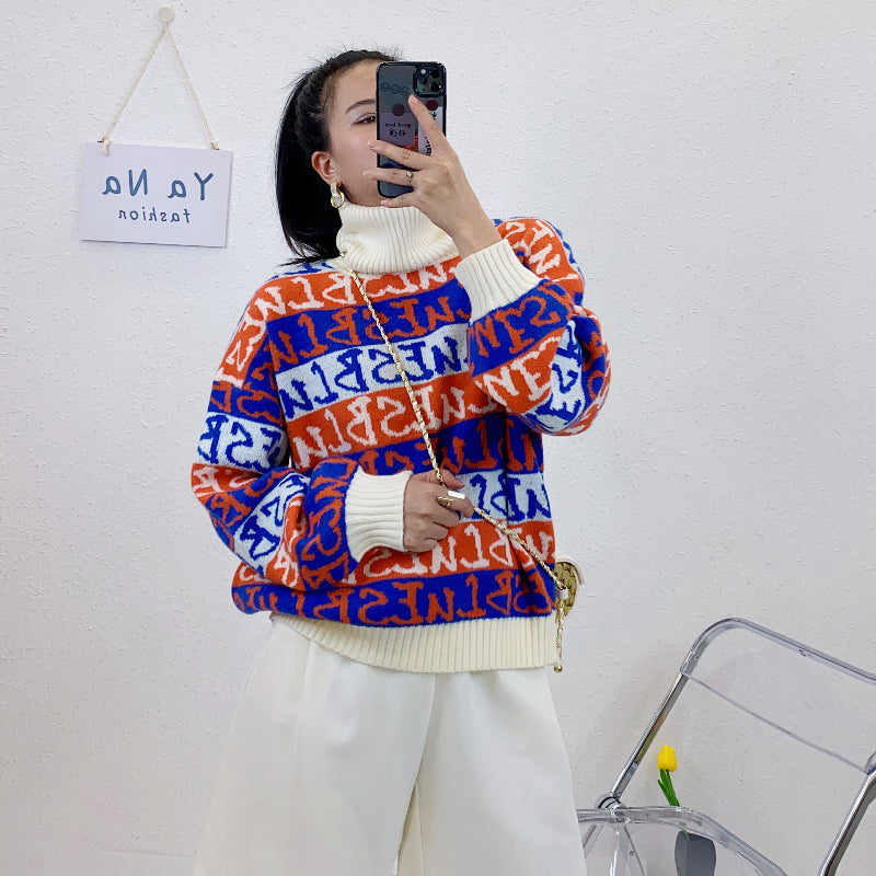 ULOVED New colorful jacquard pullover sweater for autumn and winter