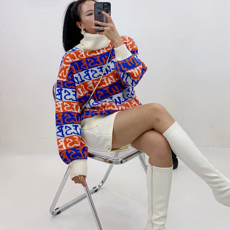 ULOVED New colorful jacquard pullover sweater for autumn and winter