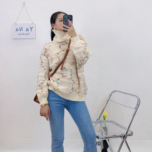 ULOVED 2023 high collar autumn and winter new style of loose long-sleeved knitted sweater