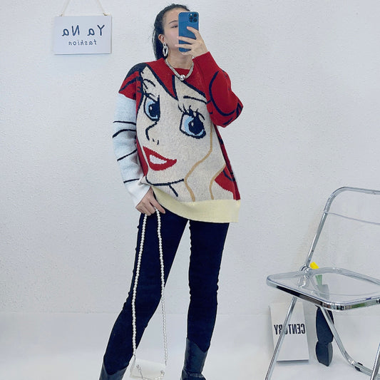 ULOVED Autumn and winter 2023 new retro day department lazy design sense sweater women