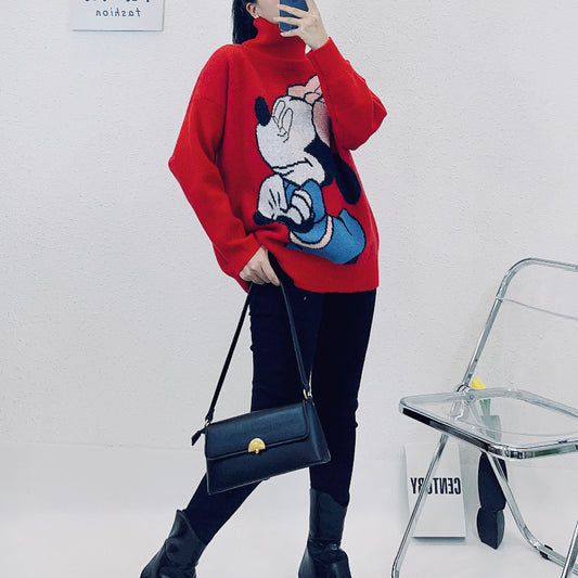 ULOVED Autumn and winter new turtleneck women loose casual all-match knitted sweater