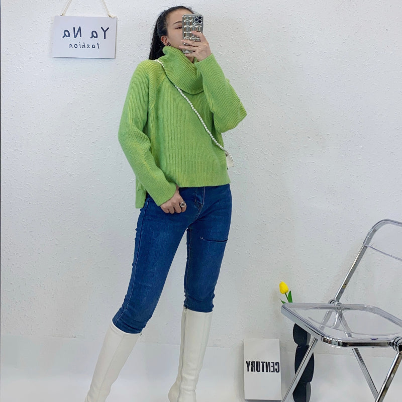 ULOVED Autumn and winter turtleneck women's thickened pullover loose fashion knitwear