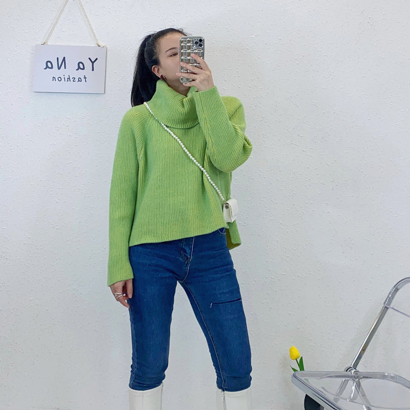 ULOVED Autumn and winter turtleneck women's thickened pullover loose fashion knitwear