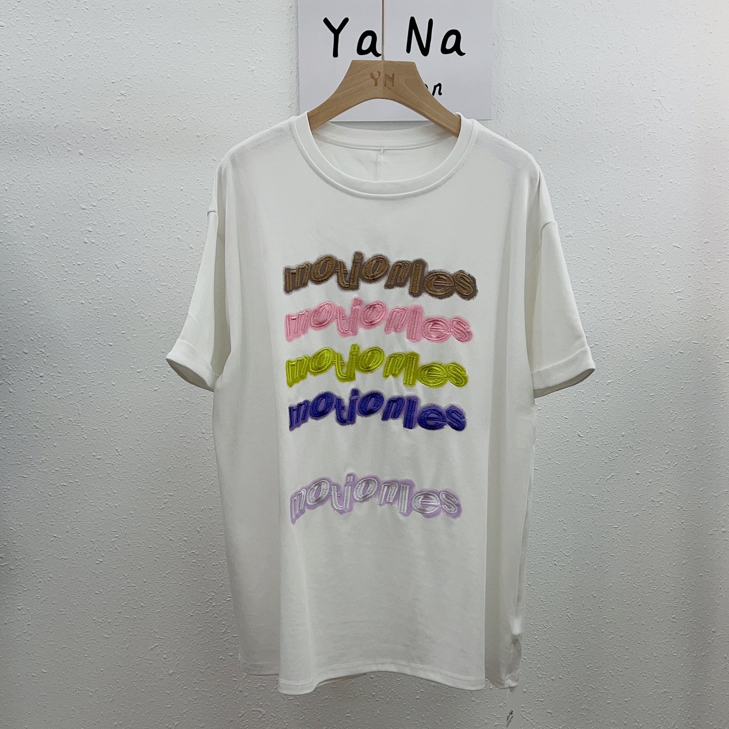 23227 ULOVED Spring/Summer Embroidered casual simple T-shirt