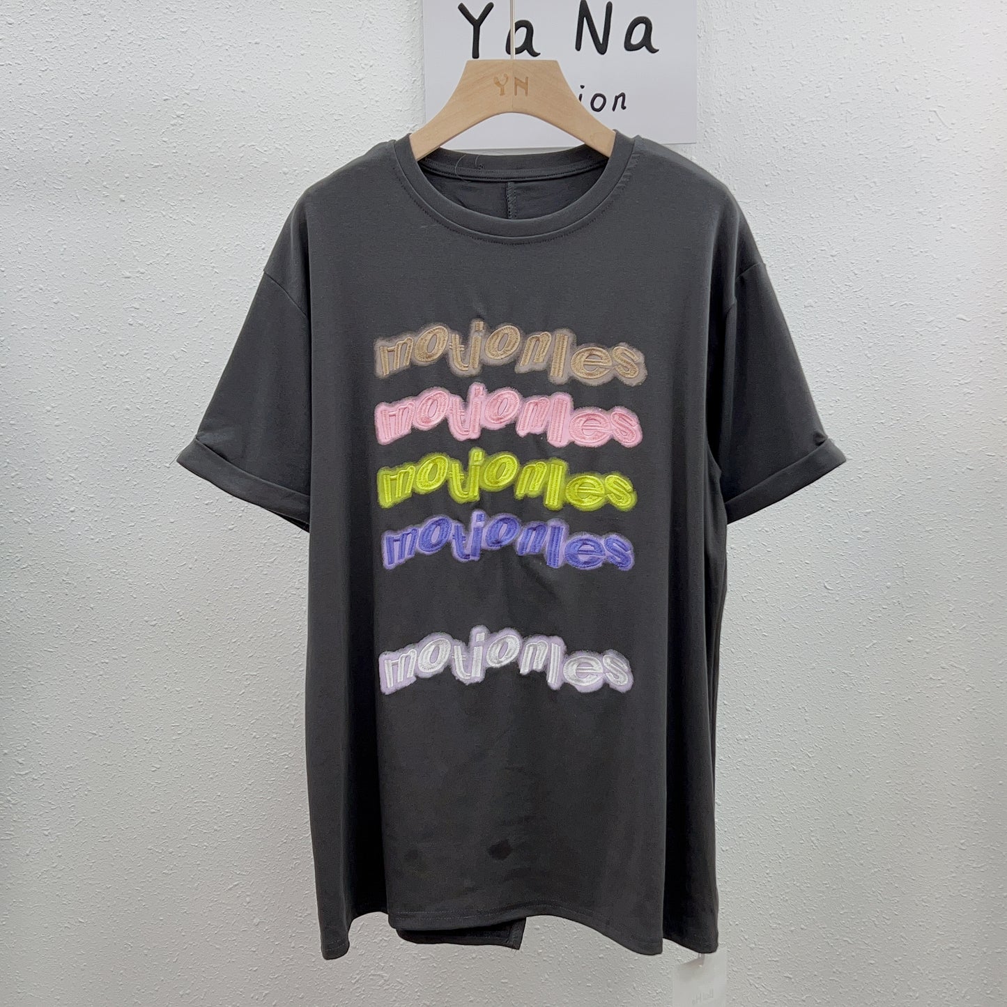 23227 ULOVED Spring/Summer Embroidered casual simple T-shirt