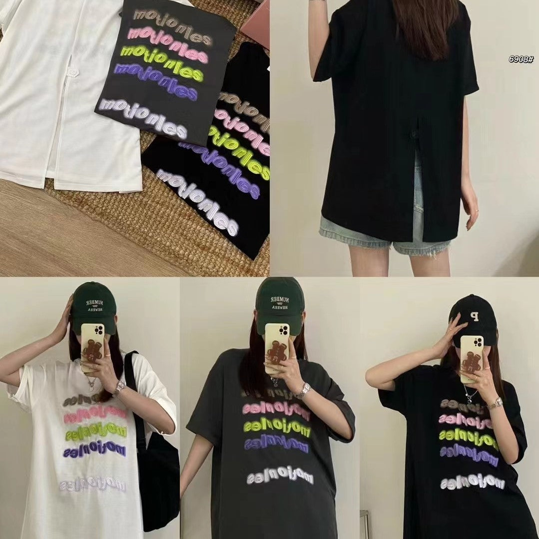 23227 ULOVED Spring/Summer Embroidered casual simple T-shirt