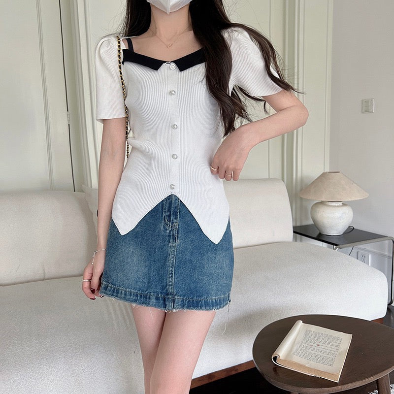 321 ULOVED Casual short sleeves with pearl button
