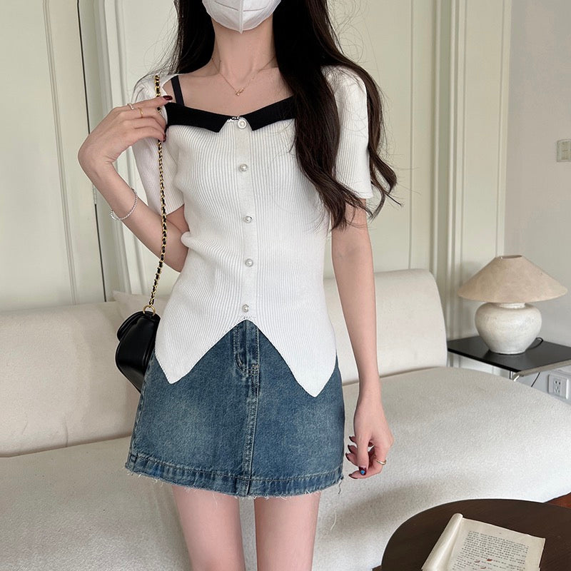 321 ULOVED Casual short sleeves with pearl button