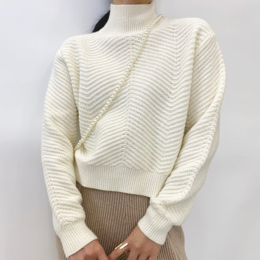 ULOVED Women's Casual Inch Neck Cropped Soft Knit Pullover Sweater