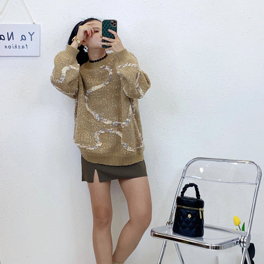 ULOVED 2023 autumn and winter new jacquard sweater ladies pullover sweater