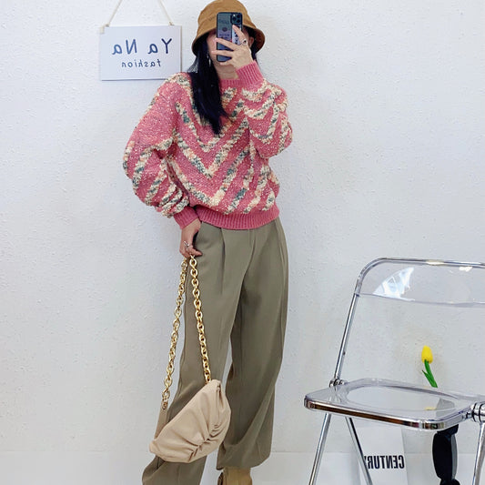 ULOVED 2023 autumn and winter new jacquard sweater ladies pullover sweater